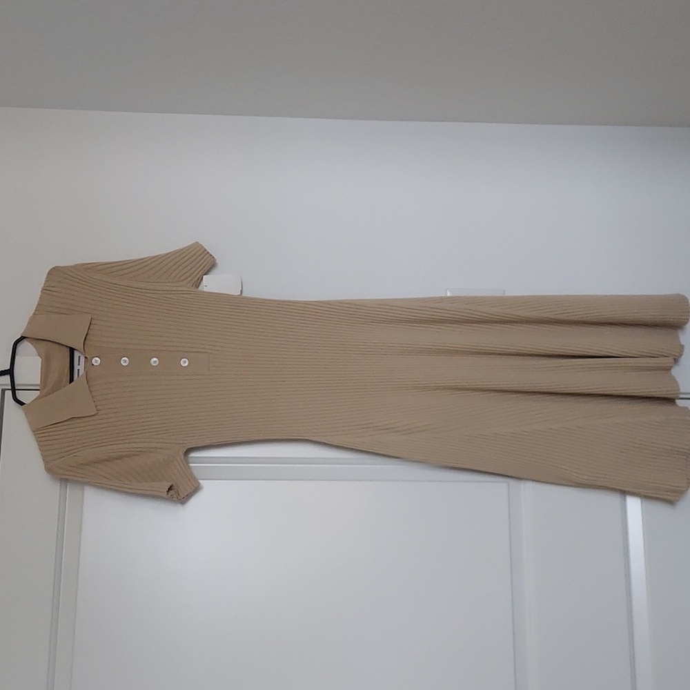SAMSOE SAMSOE Polo short sleeve beige midi dress